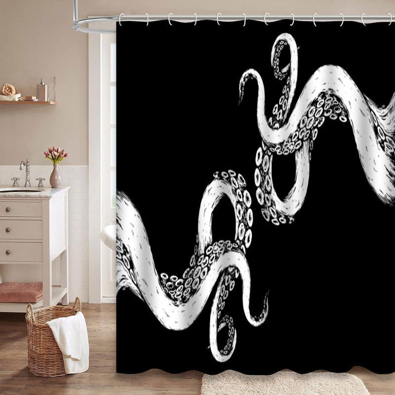 Rideau de douche Octopus, L 72 po x l 84 po
