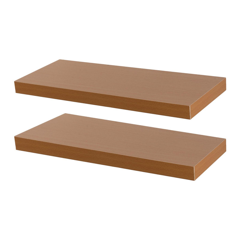 Harbour Housewares - Modern Floating Wall Shelves, 4cm H x 60cm W x 23.5cm D, Brown