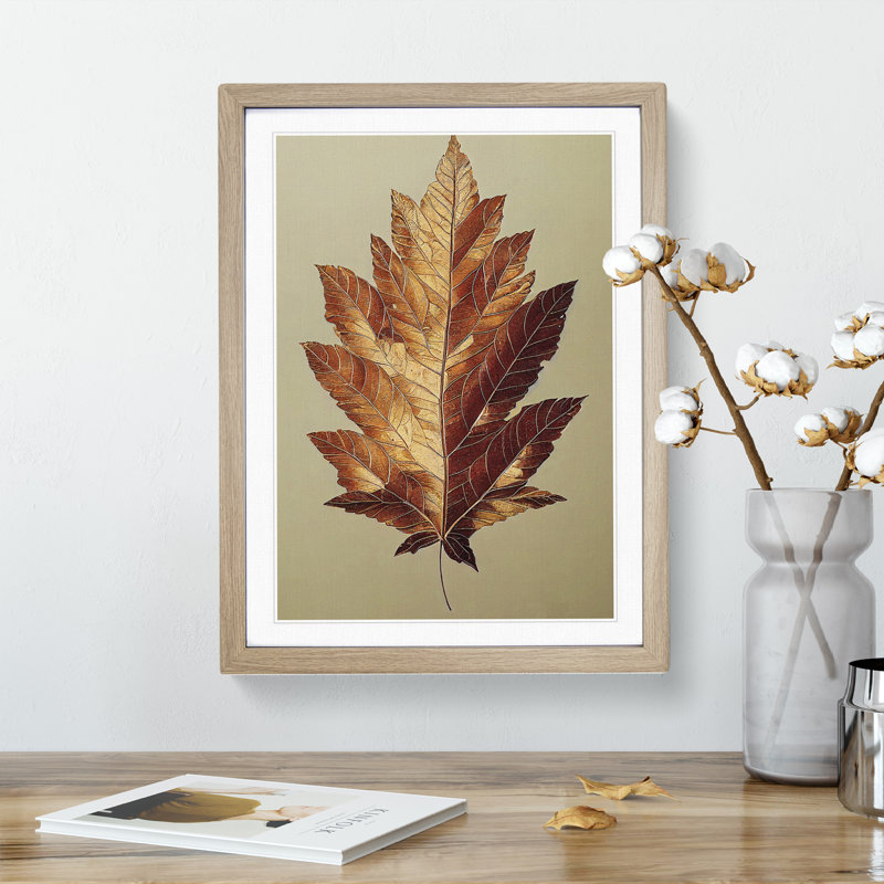 Autumn Leaf No.3 - Single Picture Frame Print, 34cm H x 25cm W x 2cm D, Oak Framed