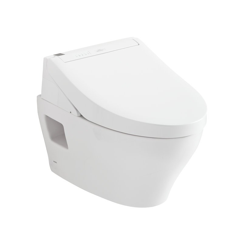 Toilette allongée murale TOTO® WASHLET® + EP et siège de bidet WASHLET C5 et système de réservoir à double chasse encastré 0,9 et 1,28 GPF DuoFit®, argent mat