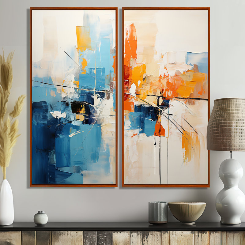 Claybourne - Modern Canvas Prints 2 Pieces, 40" H x 40" W, Brown, Floater Framed Print