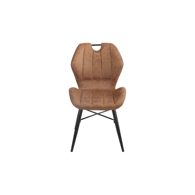 38cm H Microfiber / Microsuede Upholstered Metal Upholstered Back Side Chair in Brown