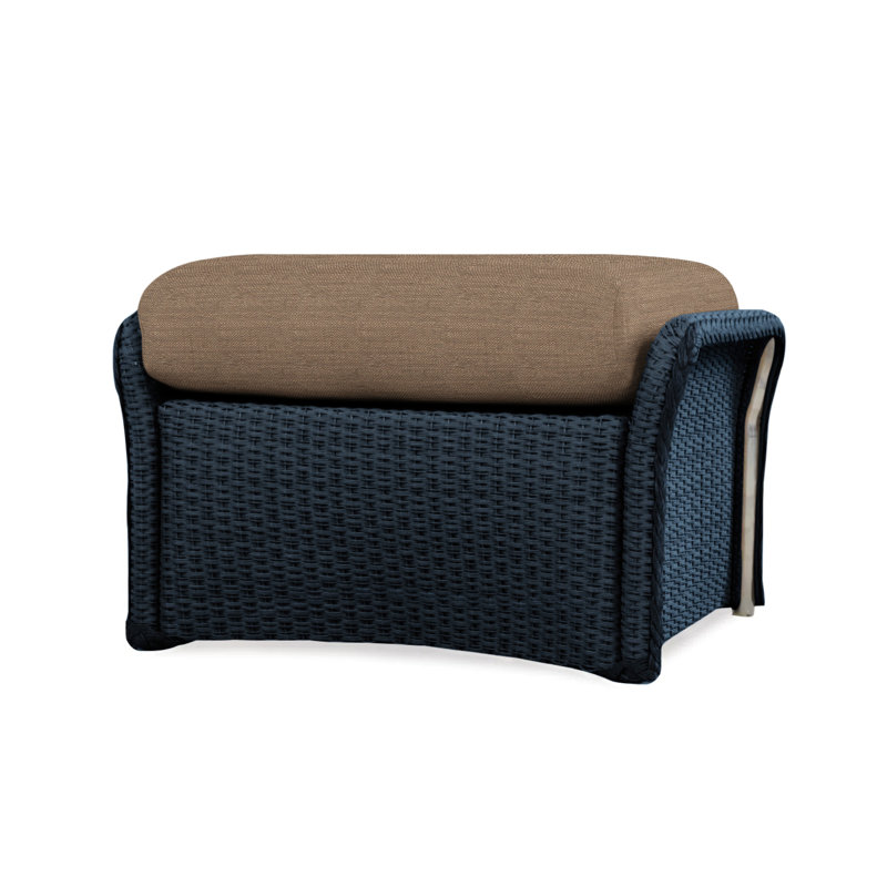 Weekend Retreat Outdoor Ottoman, Sailcloth Salt, Ebony