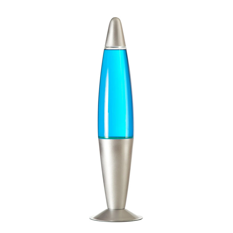 Lampe volcanique à mouvement de cire 16 po , Bleu / vert, Argent