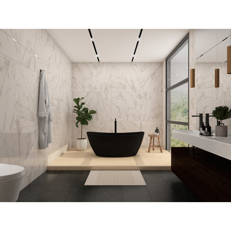 Baignoire de trempage autoportante 64 "x 33" Manhattan, Noir, noir, noir, noir