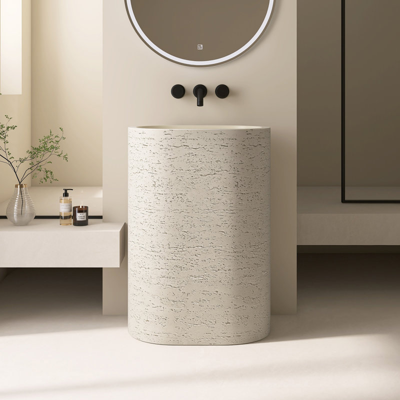 23.6'' Freestanding Textured Solid Surface Pedestal Bathroom Sink