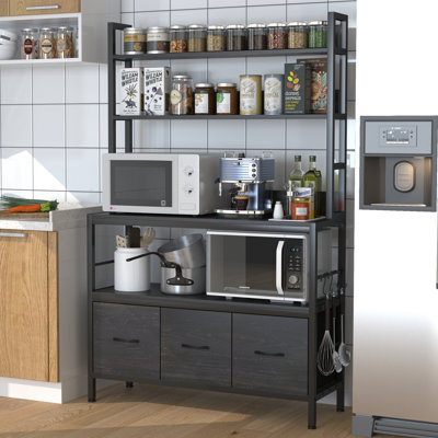 Étagère de boulanger standard en acier 39,37 po avec micro-ondes Ruperto