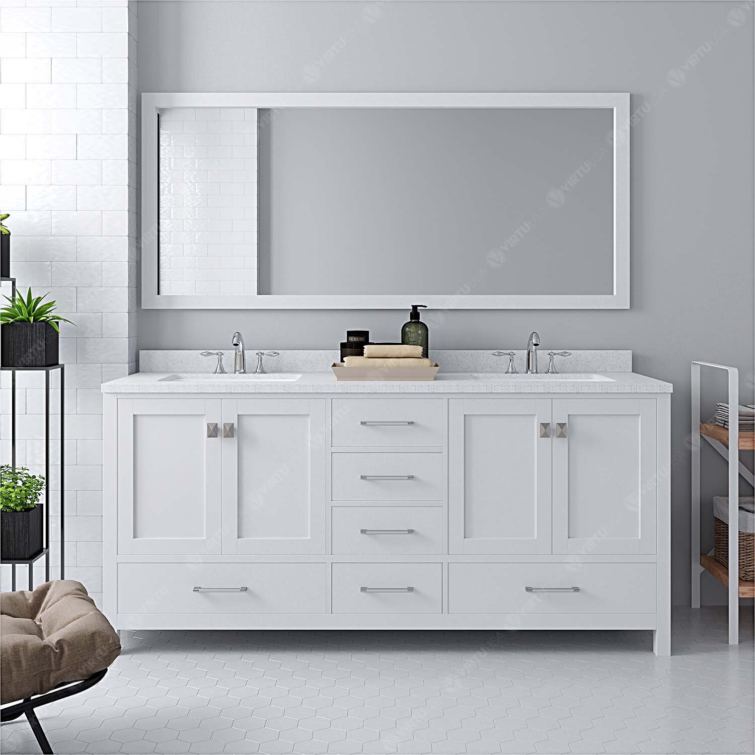 Annaline 72'' Free-standing Double Bathroom Vanity with Engineered Stone  Vanity Top