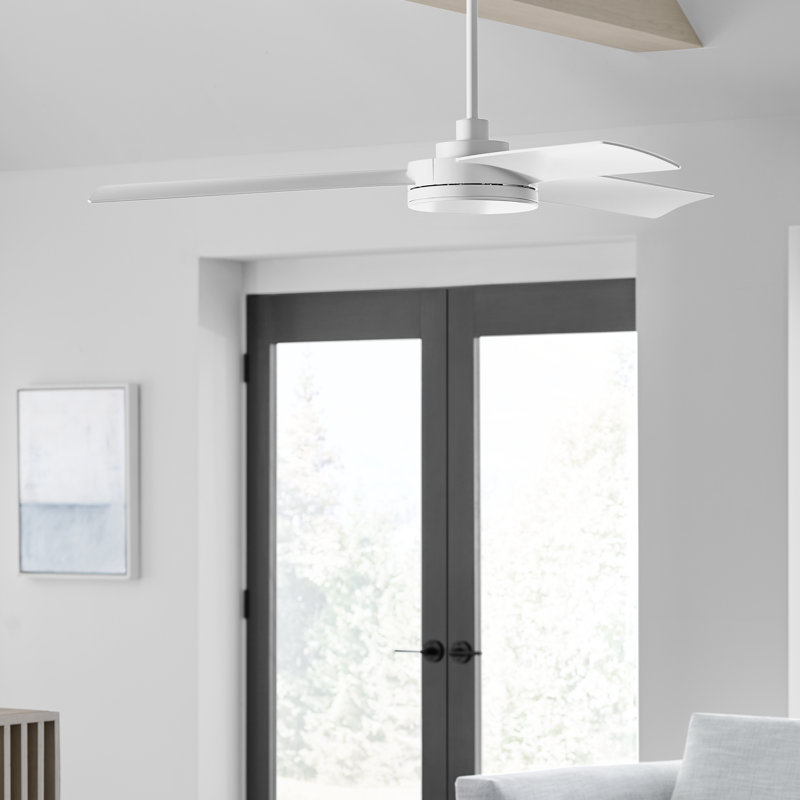56'' Cirque LED Standard Ceiling Fan with Remote Control and Light Kit Included, Matte White