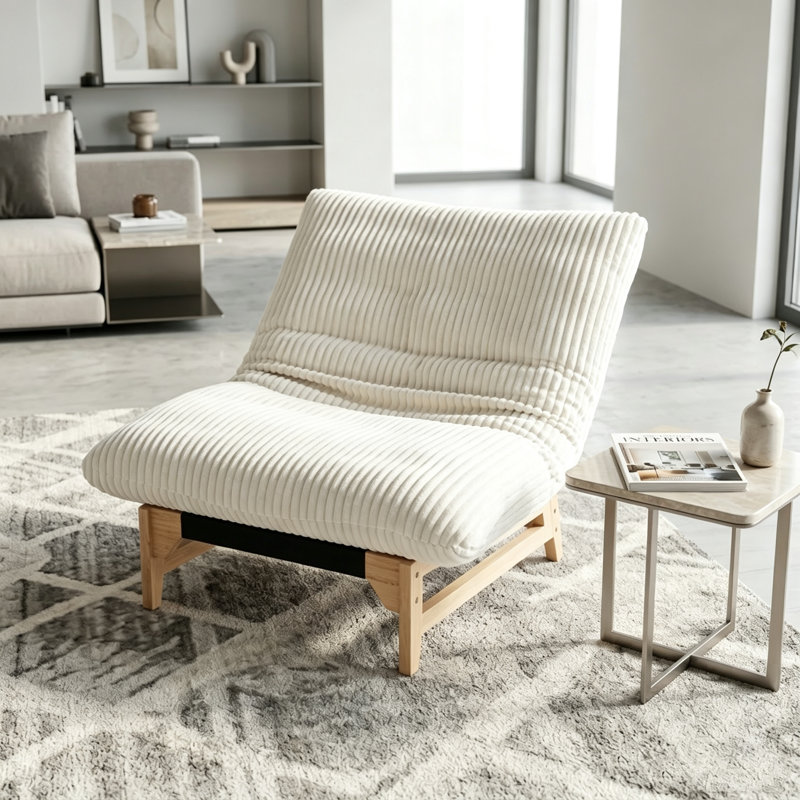 Fauteuil à billes Giant Cloud, Velours côtelé blanc cassé