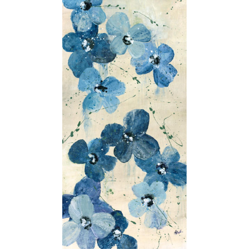 Blue Flower Fall II Painting by F. Elizabeth Douglass, 72" H x 36" W, Plexi