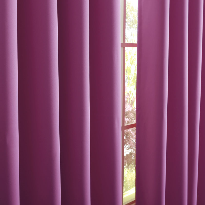 Adina Sevan Solid Thermal Grommet Curtain Panels, 52" W x 120" L, Pink