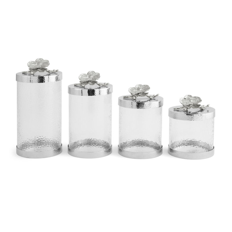 Orchid Kitchen Canister, White, 5" H x 5.5" W x 5.5" D