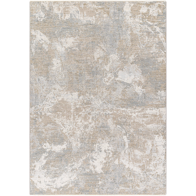 Tapis beige / gris en polyester / polypropylène tissé à la machine Avia, Rectangle 10 pi x 14 pi