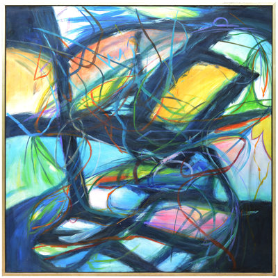 Onyx Framed Canvas Art - Hand Painted Abstract - 1.5 Inch Frame