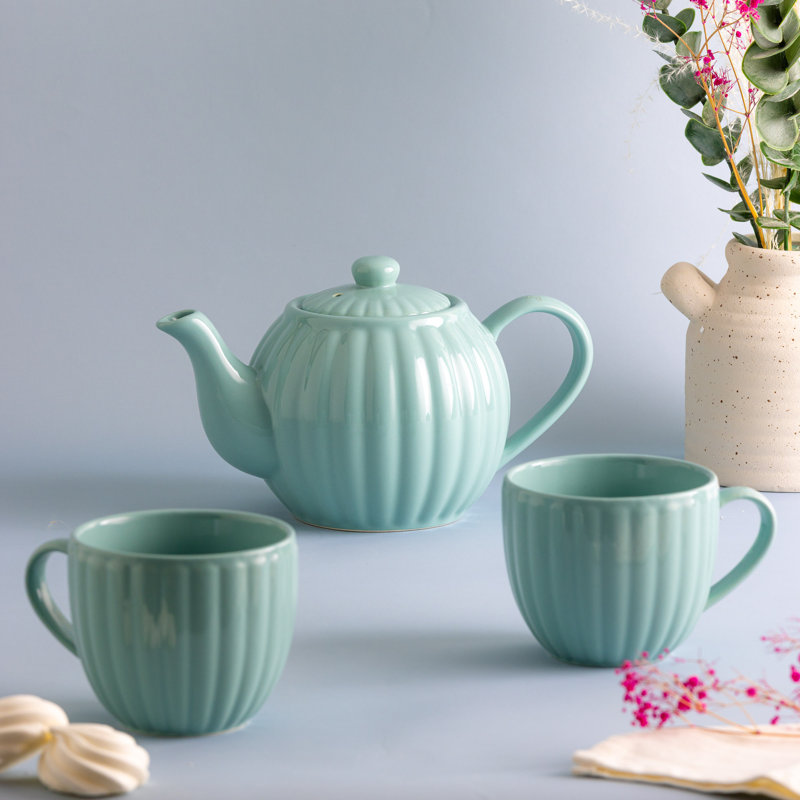 Théière et tasses Duckegg, Bleu