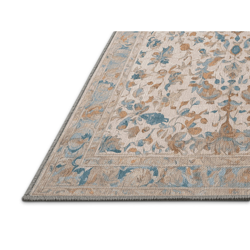 Machine Washable Gray Area Rug, Rectangle 7' x 9'