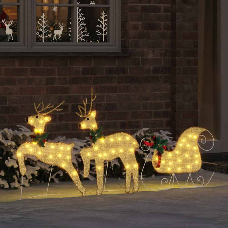 vidaXL LED Reindeers Fabric, Warm White