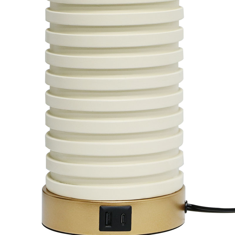 Jahsun 27‘’ Modern White/ Gold USB Table Lamps with LED Bulbs (Set of 2)