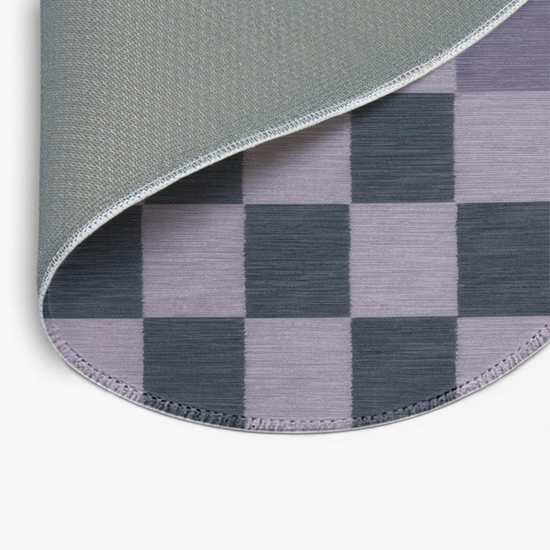 Tapis d'intérieur et d'extérieur à carreaux gris, Rond 5 pi