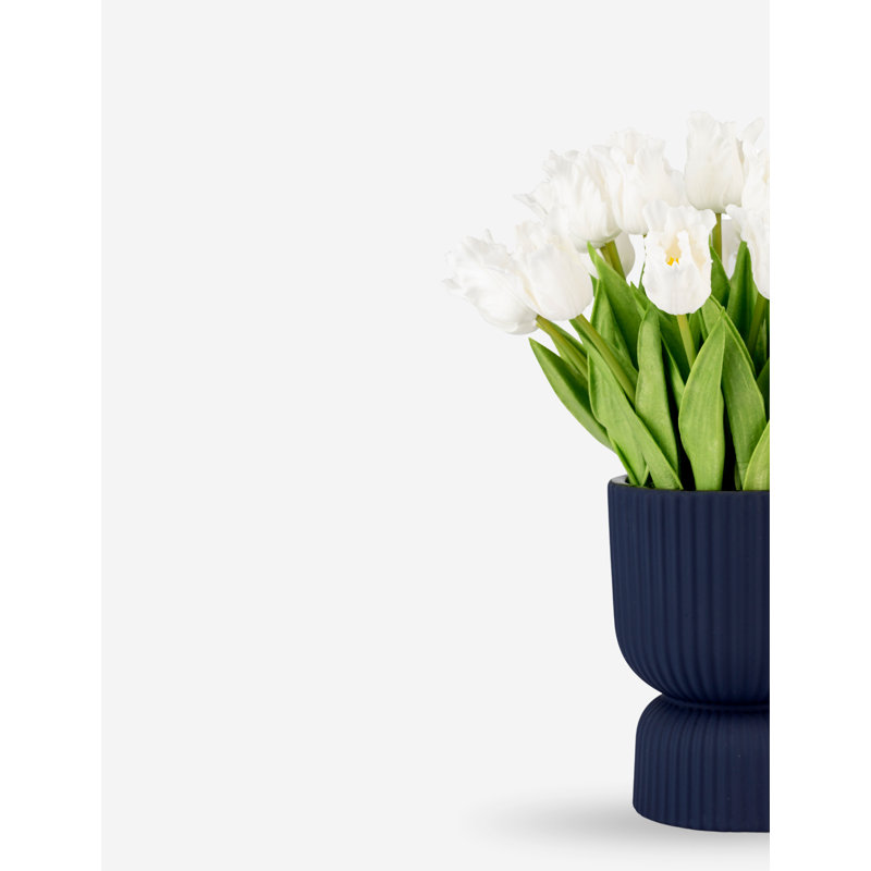 Marigold Realtouch Tulip Pedestal Arrangement, White