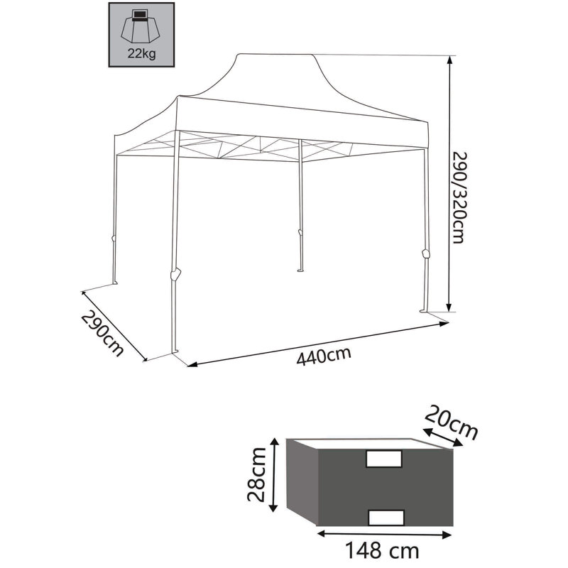 Balery 3m x 4.5m Aluminium Steel Party Tent, White