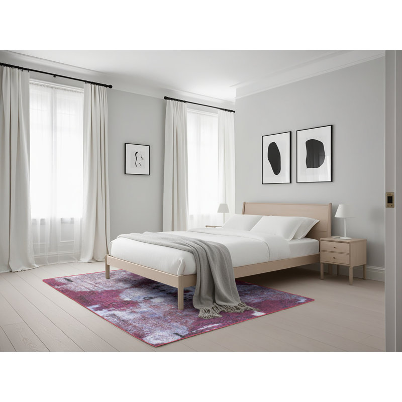 Tapis décoratif multicolore à motif abstrait, Rectangle 5 pi x 7 pi