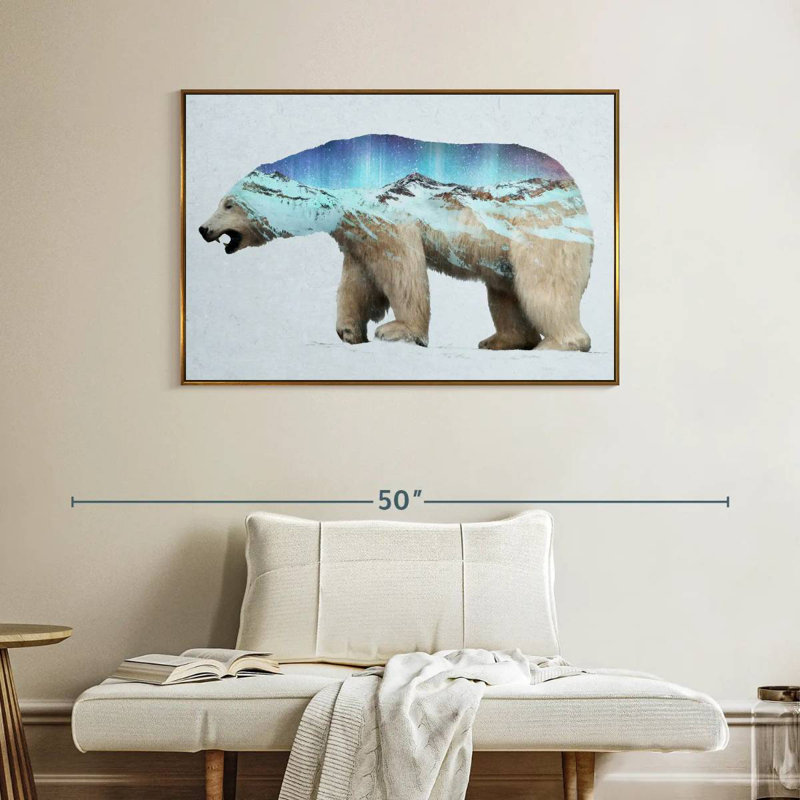 L'ours polaire arctique, Cadre flottant doré, 40 po x 27 po