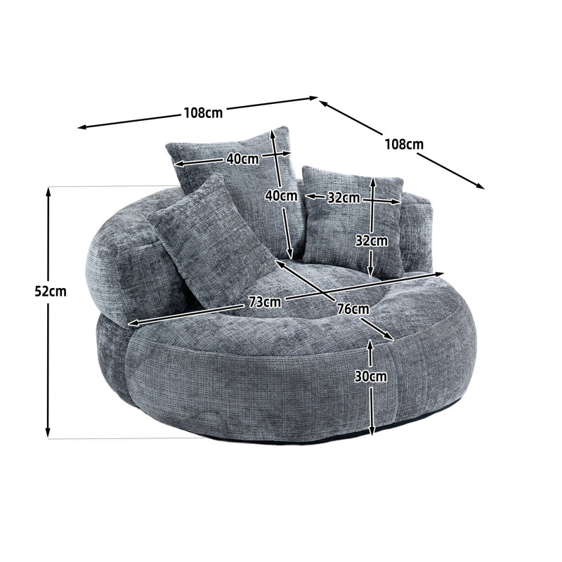 Chenille Bean Bag Chair, Grey