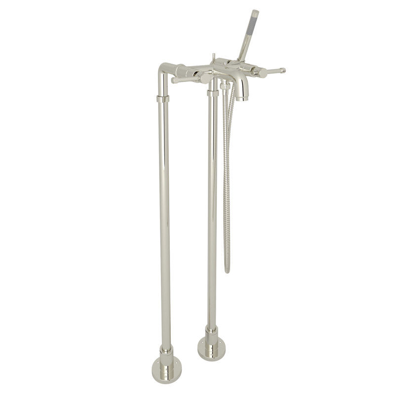 Campo™ Double Handle Clawfoot Tub Faucet, Polished Nickel, Industrial Metal Lever Handle