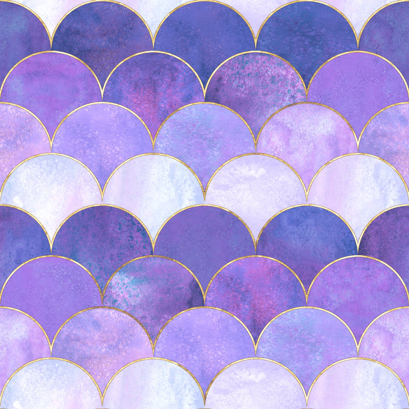 Everaldo Mermaid Fish Pattern - Wrapped Canvas Print, 30cm H x 30cm W x 3.8cm D