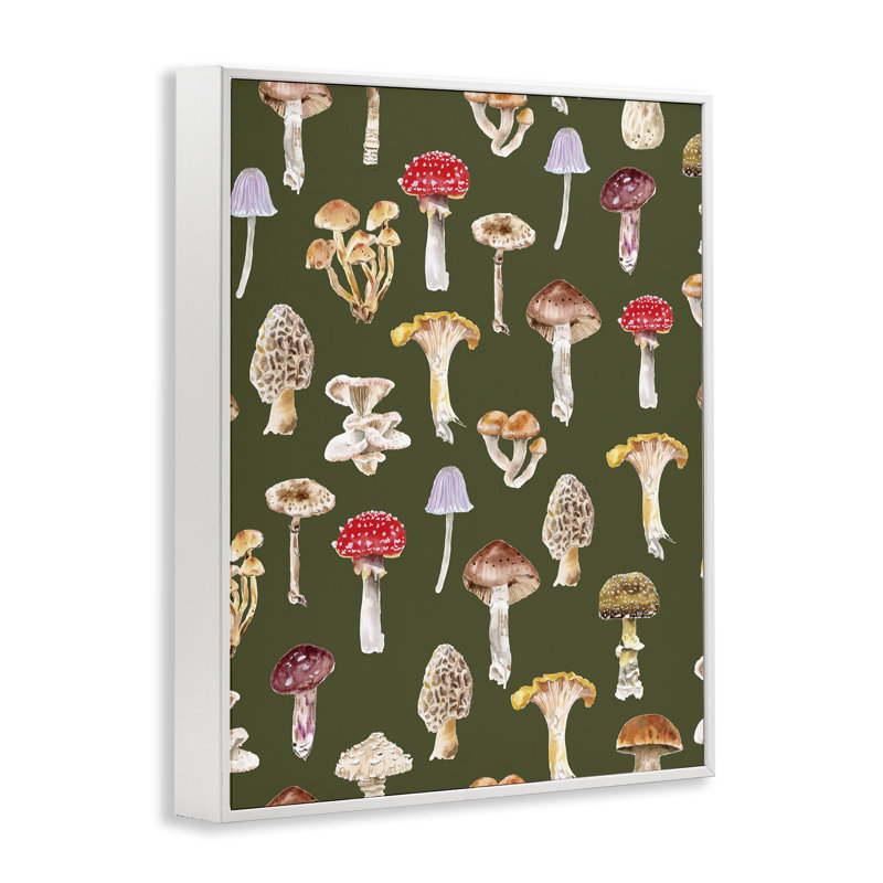Champignon répétitif, estampe numérique par Two If By Sea Studios, Giclée encadrée blanc bord de mer, H 20 po x l 16 po