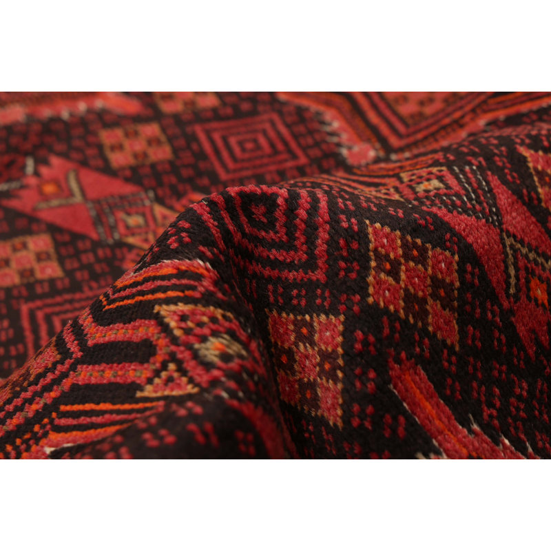 Baluch Black, Red Rug 3'2" x 5'10"