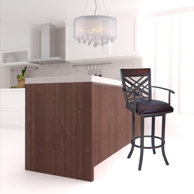 Chaise de bar 45 po en similicuir et fer brun