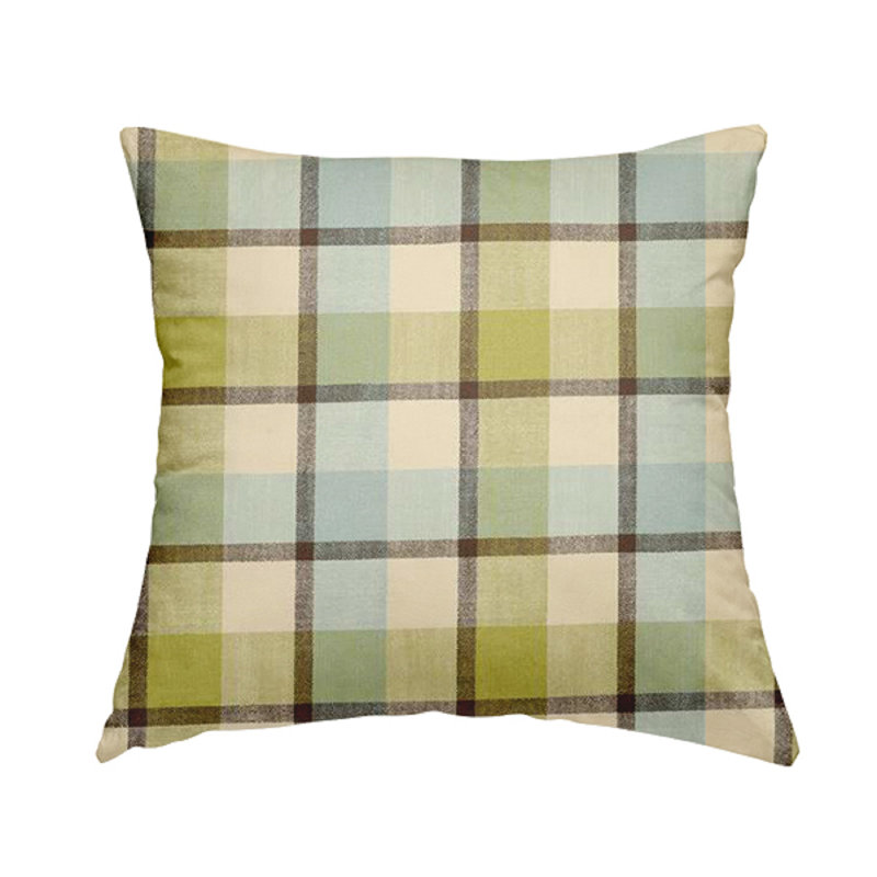Cosme Plaid Square Cushion, 55cm H x 55cm W x 5cm D, Blue/Green