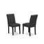 7 Piece Dinner Table Set contain A Dining Table and 6 Dark Grey Polyester Fabric Person Chairs with Stylish Back- Black Finish-1814596638-1814596632