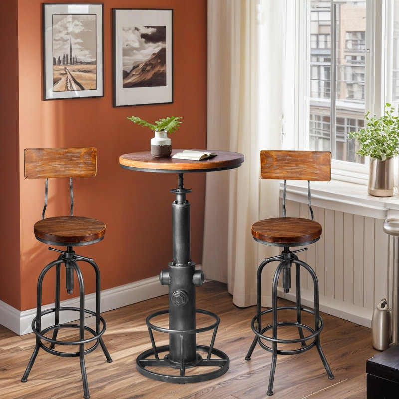 Gatti 2 - Person Pine Solid Wood Top Four Leg Dining Set, Silver