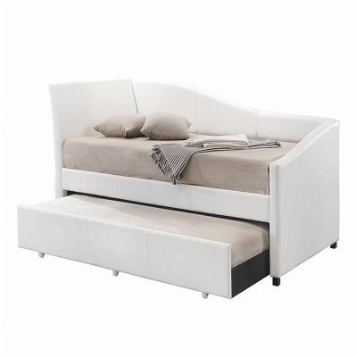 White Twin Upholstered Daybed with Trundle