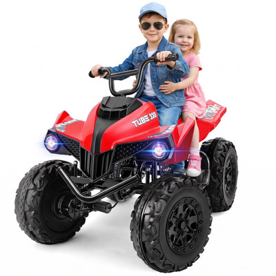 ATV 24 roues pour enfants, 4 roues, 2 roues 4 roues motrices, véhicule tout-terrain à 4 roues avec lumière DEL, corps en métal, musique, USB, suspension à ressort, véhicule électrique pour véhicule tout-terrain