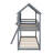 Twin Over Twin Wood Bunk Bed With Roof,Window, Guardrail And Ladder-435300561
