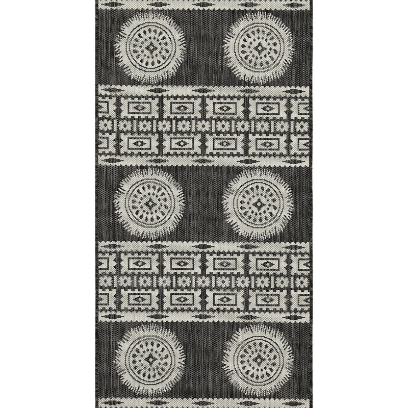 Sunshine Indoor/Outdoor Area Rug, Anthracite/Dark Gray/White, Rectangle 5'3" x 7'3"