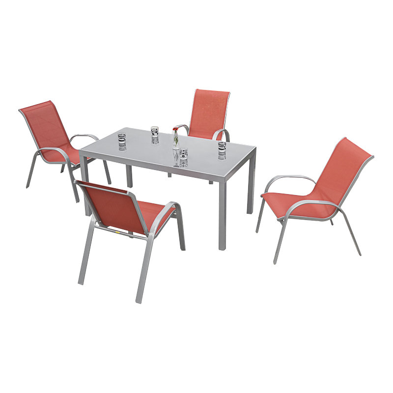 Ashni 4 - Person Patio Dining Set with Rectangular Table, Terracotta