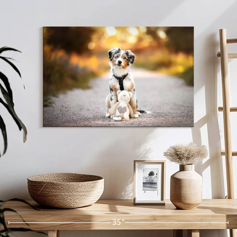 Dog With Teddy Bear, 16" H x 24" W