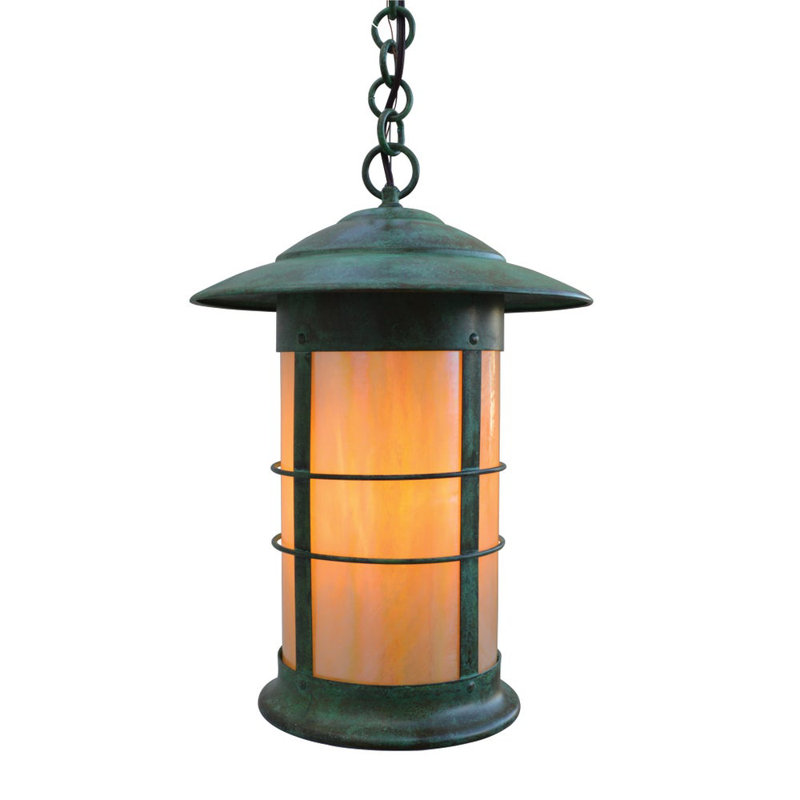 Newport Outdoor Hanging Lantern, 13.38" H x 9.25" W, Pewter, Clear Seedy