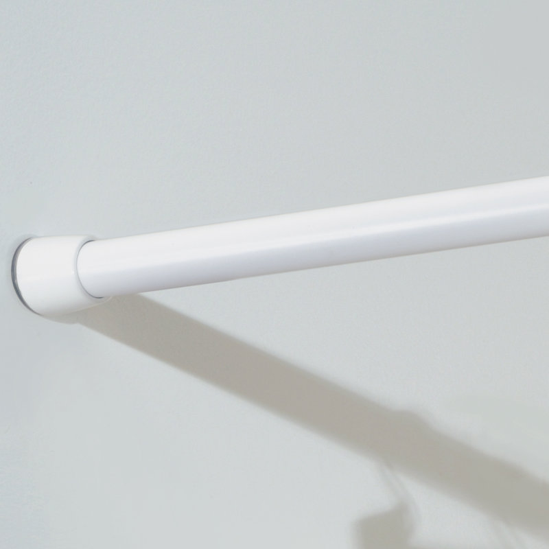White Stainless Steel Adjustable Tension Shower Curtain Rod