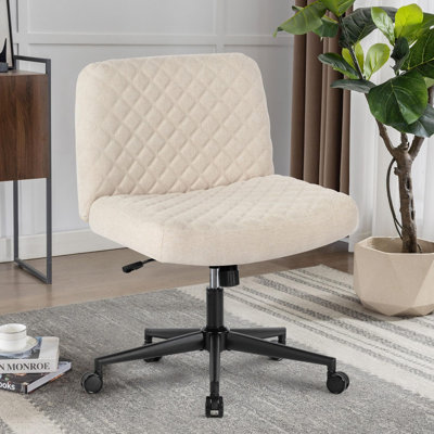 Chaise de bureau confortable en tissu sans accoudoirs avec design ergonomique et base en métal