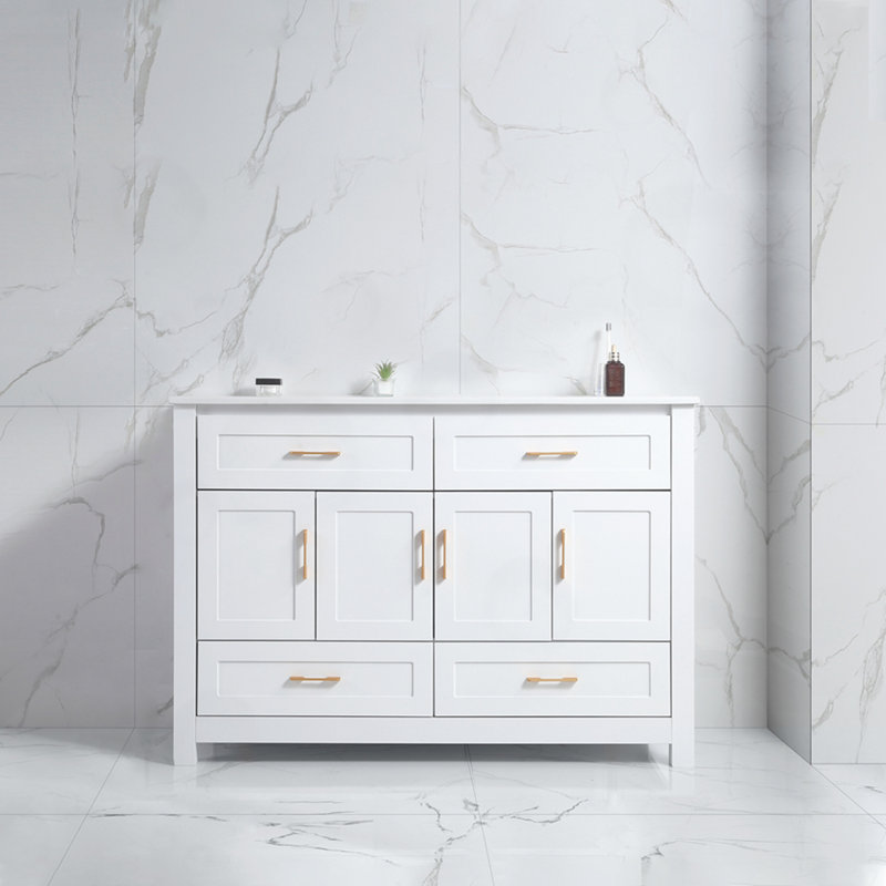 Bathroom Vanity with 4 Soft-Close Doors & 4 Drawers, White