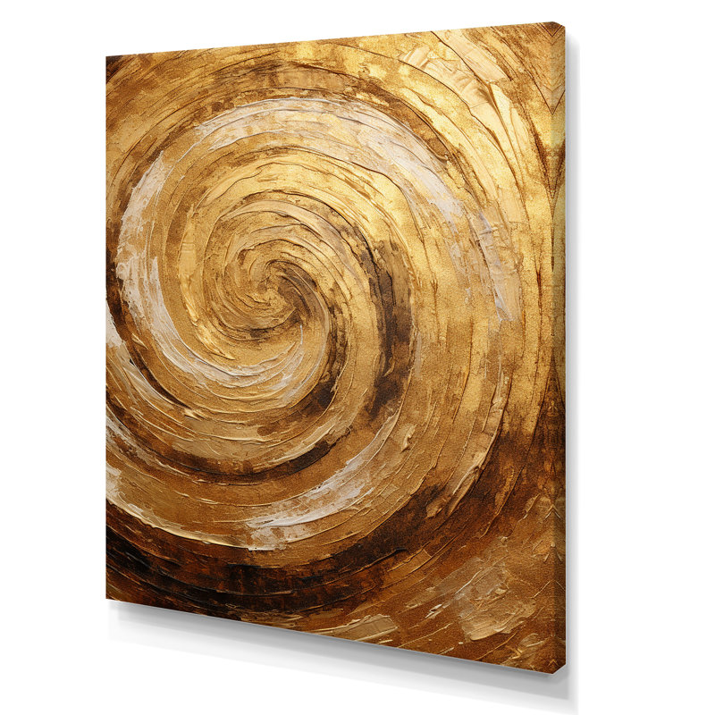 Brun doré, spirale de moka II - spirales abstraites, art mural, Toile tendue, 44" H x 34" W