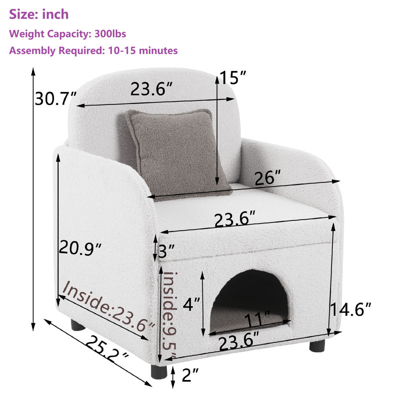 Chaise longue rembourrée, animaux de compagnie