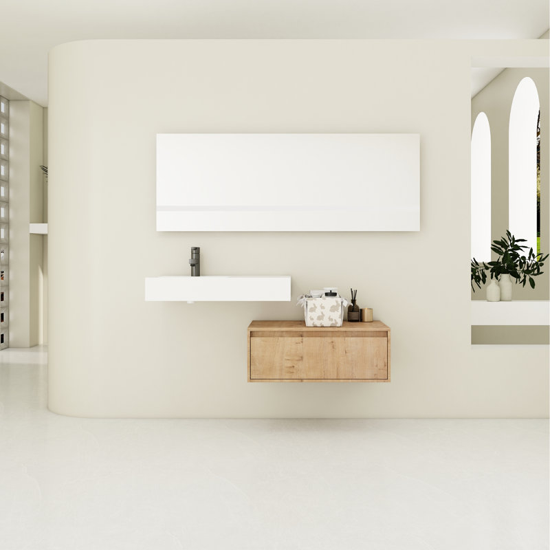 Meuble-lavabo en résine élégant et pratique pour salle de bain avec rangement